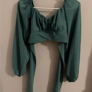 Windsor Teal Blouse with Gathered Front